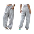 thumbnail image 3 of Pantalones Deportivos Holgados de Cintura Alta para Mujer, para Correr, Deportivos, de Entrenamiento, con Bolsillos Gris L, 3 of 6