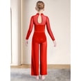 thumbnail image 6 of TTAO Kids Girls Full Body Leotard One Piece Gymnastics Skating Romper Latin Jazz Overalls Long Sleeve Unitard Red 10, 6 of 7