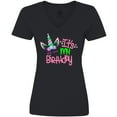 thumbnail image 3 of Inktastic It's My Birthday Unicorn Women's V-Neck T-Shirt, 3 of 5