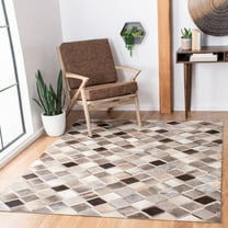 SAFAVIEH Studio Leather Nanette Geometric Diamonds Area Rug, Ivory/Grey, 5' x 8'