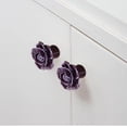 thumbnail image 4 of 6 uds. Perillas de puerta de cerámica Vintage con flores y rosas, manija para cajón de cocina (púrpura), elegantes perillas de cerámica para gabinete con flores rosas, 4 of 5