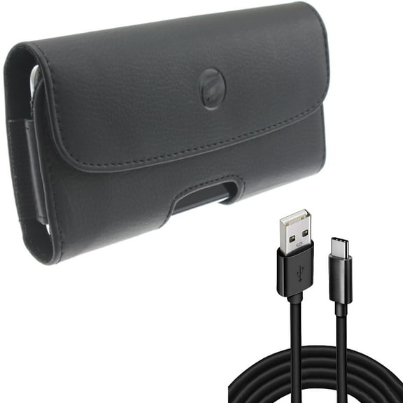 Leather Case Belt Clip w Type-C 10ft USB Cable for Samsung Galaxy A73 5G,A13 5G,A03s Phones - Holster Cover Pouch Loops, Charger Cord Power Wire USB-C