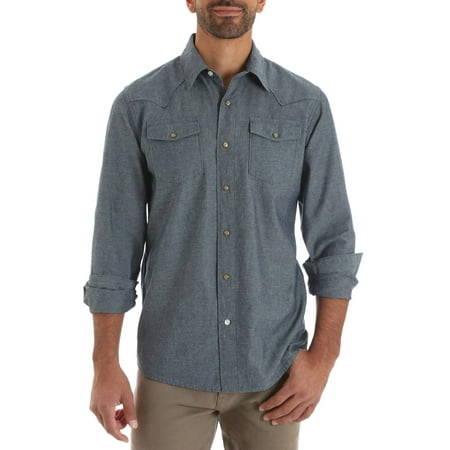 Wrangler Men's long sleeve western snap shirt (Best Brand Men's Dress Shirts)