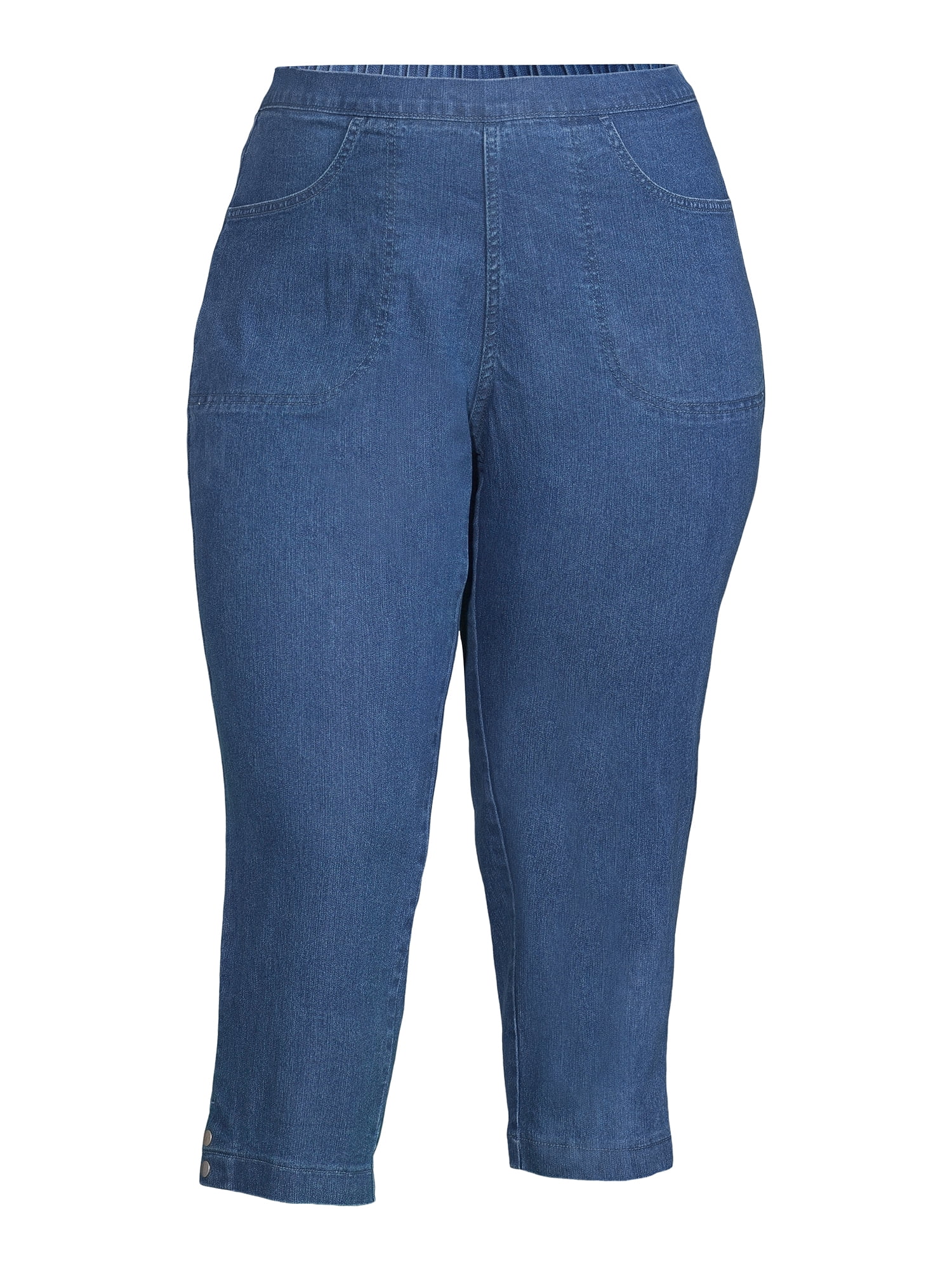 JMS Just My Size by Hanes Women's Plus Snap Hem Pull On Cropped Pants, 23" Inseam, Sizes 0X-4X