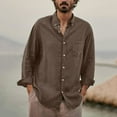 thumbnail image 5 of Lroveb Mens Linen Shirts Cardigan T Shirt For ManLong SleeveOutdoorLoose Trendy Shirt Coffee, 5 of 8