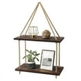 thumbnail image 5 of Wall Hanging Shelves Boho Decor Wood Window Shelf 2 Tier Rustic Storage Rack Home Decor Plants Photos Decorations Display for Living Room Bathroom Bedroom Kitchen Apartment Office,Brown, 5 of 5