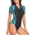 thumbnail image 2 of Gibobby Trajes de Baño Mujer Completo Traje de baño de bikini con cremallera de manga larga con estampado de de una pieza triangular a la moda para mujer(B,XL), 2 of 4