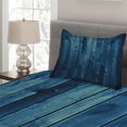 thumbnail image 2 of Ambesonne Dark Blue Quilted Coverlet 2 Pcs, Wooden Planks Texture, Twin Size, Pale Blue Dark Blue, 2 of 4