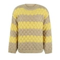 thumbnail image 6 of Fesfesfes Women's Round- Neck Stripe Splicing Recreational Pullover Knitting Sweater Long Sleeve Tops Clearance, 6 of 9