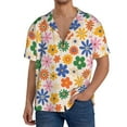 thumbnail image 3 of KLL Groovy Daisy Flowers Print Men's Shirt Short Sleeve Button Down Summer Cuba Beach Shirts- Medium, 3 of 7