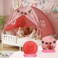 thumbnail image 4 of Twin Bed Tent for Kids Pink Breathable Privacy Space with Star Light and Flags, 4 of 9