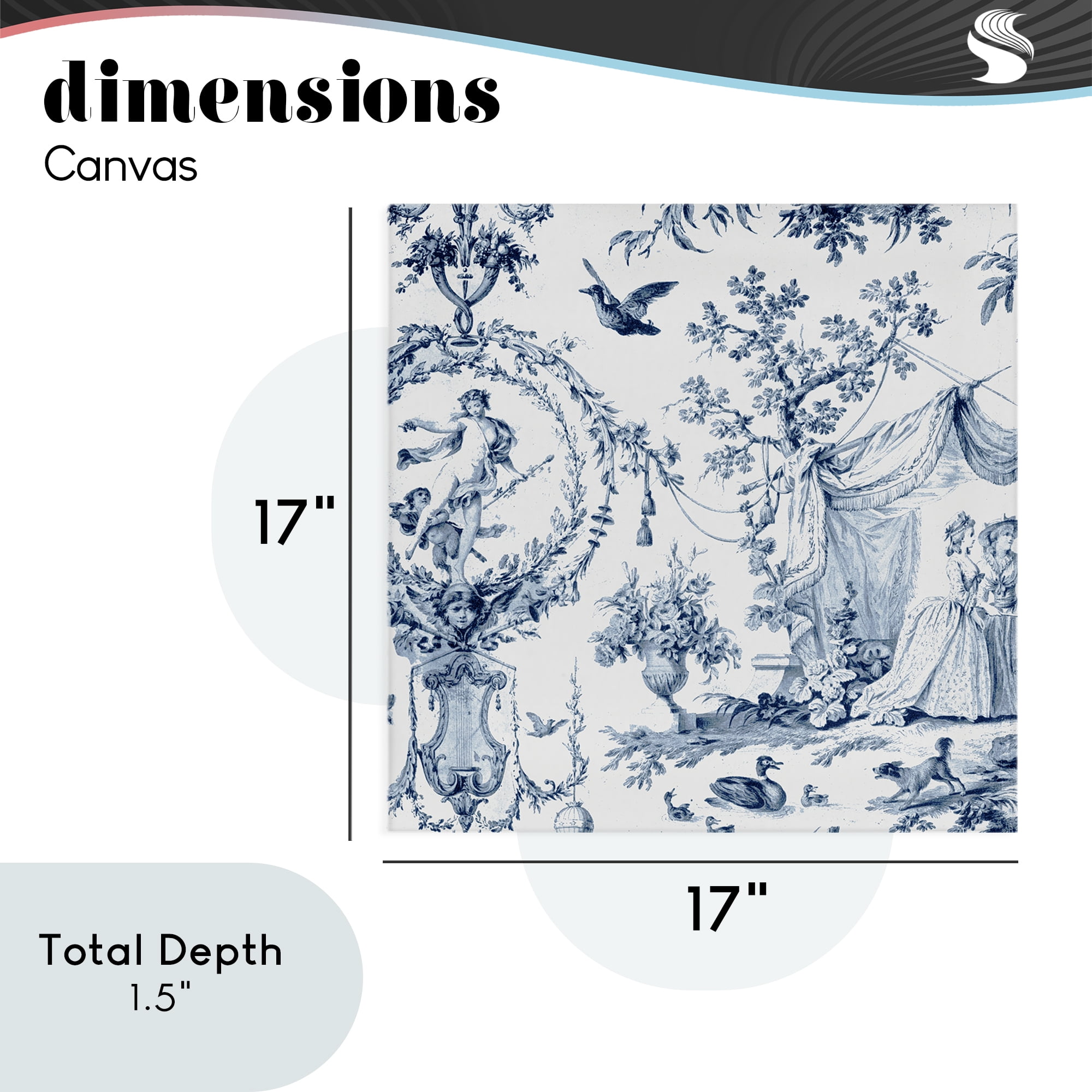 Classic Toile Scene Canvas Wall Art, design by Vintage Hustle