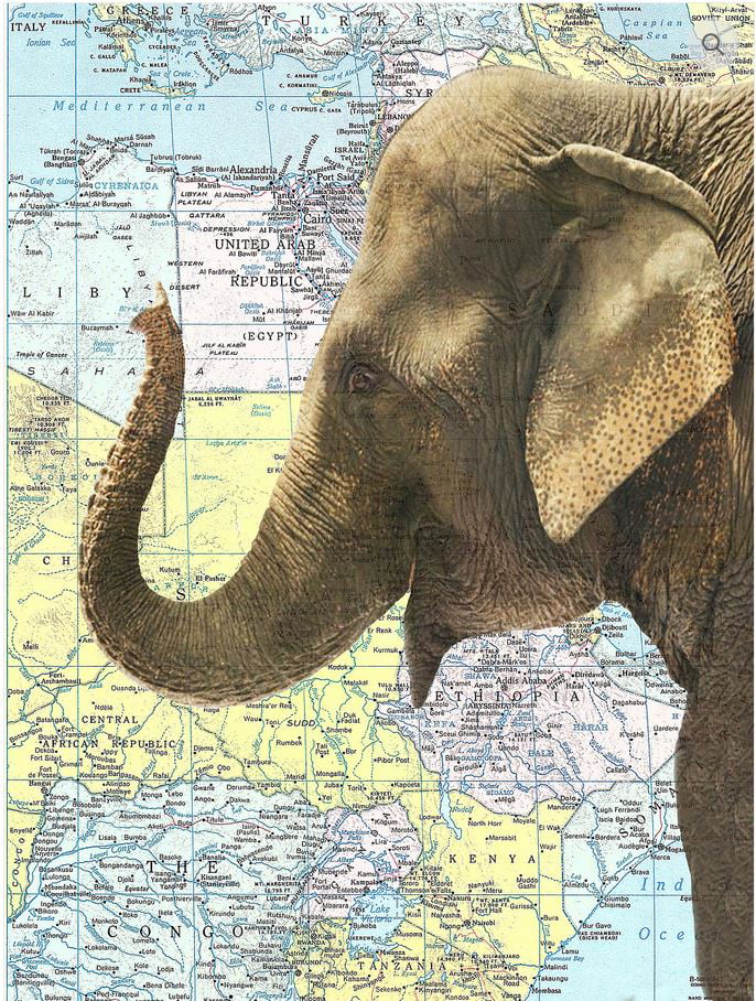 Art N Wordz Half Packaderm Elephant Original Atlas Sheet Original Pop ...