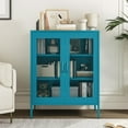 thumbnail image 6 of Metal Locker Storage Cabinet with 2 Mesh Doors and Adjustable Shelves,Blue Metal Locker Cabinets,Coffee Bar Cabinet,Kitchen Pantry Storage Cabinets for Home,Sideboard,Office(40" H), 6 of 15