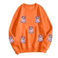 thumbnail image 5 of Godom Halloween Sweatshirts for Women Ghost Graphic Crewneck Long Sleeve Pullover Tops Loose Fit Soft Knit Ribbed Casual Fall Winter Outfits, 5 of 6