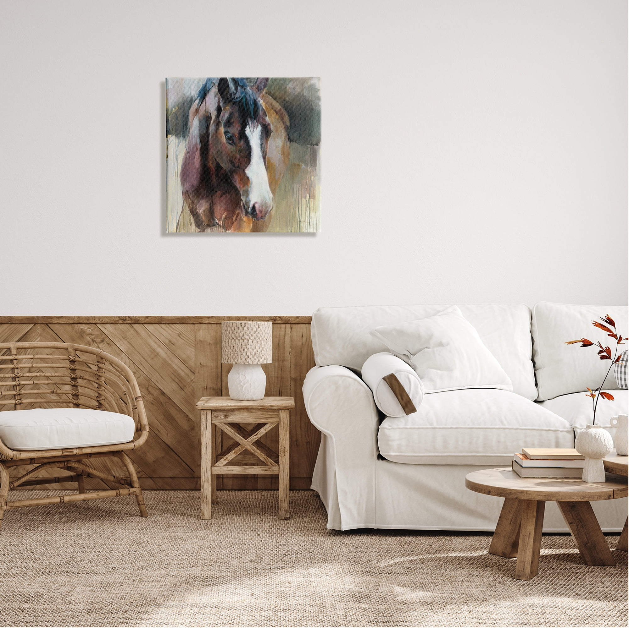 Stupell Industries Modern Brown Horse Portrait Animals & Insects Painting Gallery Wrapped Canvas Print Wall Art, 24 x 24