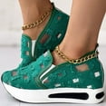 thumbnail image 3 of Oyedens Platform Walking Shoes for Women Ripped Canvas Mesh Slip on Loafers with Hidden High Heels, 3 of 6