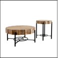 thumbnail image 5 of 31.5 "Vintage Patchwork Lace Shape Coffee Table with Natural Pine Grain Table Top and Dimpled Metal Cross Legs, Cedar Coffee Table Set (Set of 2), 5 of 14