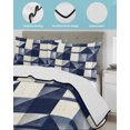 thumbnail image 3 of Twin XL Quilt Bedding Set, Navy Blue Geometric Reversible Summer Quilt 3 Pieces, Modern Abstract Art Rustic Lightweight Bedspreads Coverlets with 2 Pillow Shams for All Seasons, 3 of 5