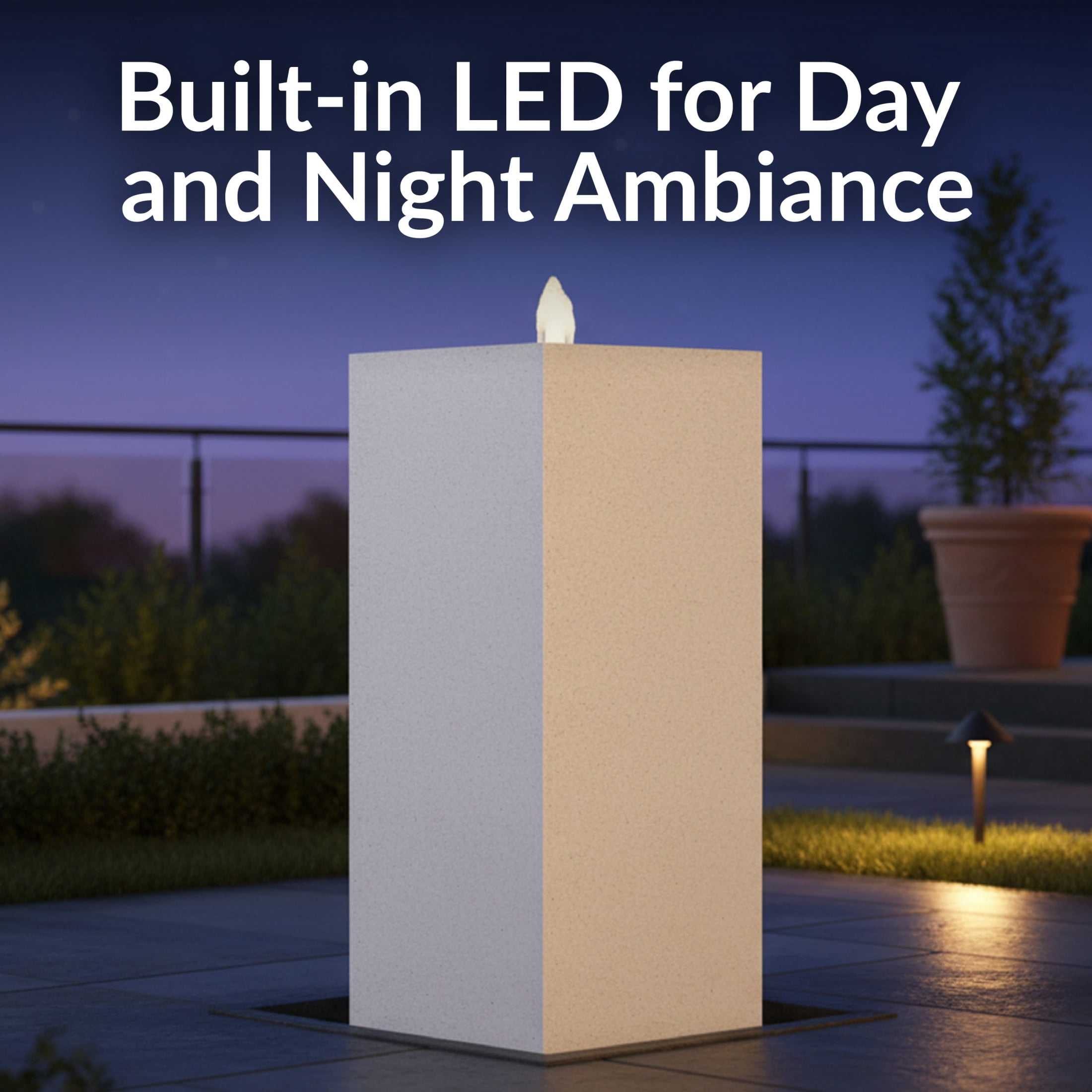 Sunnydaze Rectangular Fog Outdoor Bubble Fountain, LED Light