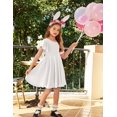 thumbnail image 4 of Oudiya Girls Butterfly Sleeve Summer Dress A-Line Casual Swing Twirl Skater Dress with 2 Pockets for Kids, 13Y, 4 of 9