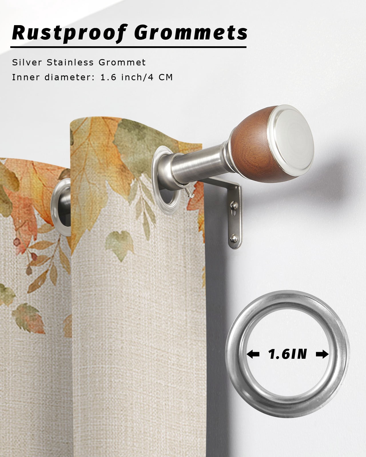 Outdoor Curtains for Patio, Fall Thanksgiving Waterproof Blackout Outside Curtain for Porch/Pergola/Gazebo, Rustic Orange Pumpkin Harvest Maple Leaf Thermal Insulated Drapes, 2 Panels, 54 x 84 Inch