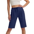 thumbnail image 4 of Women's Bermuda Shorts Running Yoga Shorts with Pockets Casual Outdoor Walking Vacation Beach Above the Knee Pants, 4 of 7