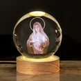 thumbnail image 1 of Luz cambia color, Estatua Sagrada Familia, Figurina religiosa, Material cristalino, Base de madera, Iluminación nocturna, para dormitorio, colección católica, decoración espiritual, luz, 1 of 8