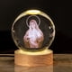 thumbnail image 1 of Crystal Night Light Engraved Holy Family Figurine Statue With Wooden Stand Color Changing Light Glass Religious Collection Catholic, 1 of 6