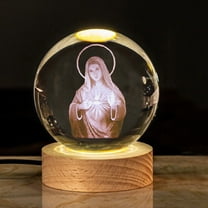 Gnmfd Crystal Night Light Engraved Holy Family Figurine LED Color Changing Lamp with Wooden Base Catholic Religious Decorative Night Light for Bedroom Living Room Desk Table Holiday Gift