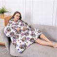 thumbnail image 5 of Oversized Wearable Blanket Hoodie,White Highland Cow Flower Pattern Sherpa Blanket Hoodie with Super Pockets,Super Warm Fuzzy Pullover for Women & Men, 5 of 6