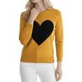 thumbnail image 2 of YEMAK Women's Love Heart Chenille Crewneck 3/4 Sleeve Casual Pullover Sweater MK3595-HON/BLK-L, 2 of 5
