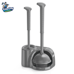 Sugarday 2-in-1 Toilet Brush and Plunger Set with Caddy, Grey