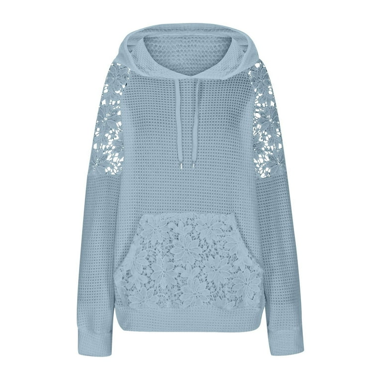 UYISJ Womens Crochet Hoodies Lace Up Long Sleeve Hollow Out UYISJ Womens Crochet Hoodies Lace Up Long Sleeve Hollow Out