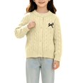 thumbnail image 3 of AUDeals Girls Cable Knit Cardigan Crewneck Button Sweater Long Sleeve Cotton Knitted Preppy Fall Ribbed Knitwear Outerwear Sweater Tops (Beige, 5-6 Years), 3 of 6