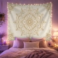 thumbnail image 2 of Golden Lotus Mandala on Ivory Background, Serene Boho for Home Decor Enthusiasts, Ornate Botanical Wall Art, Housewarming Gift Tapestry Wall Hanging for Bedroom and Living Room, 2 of 7