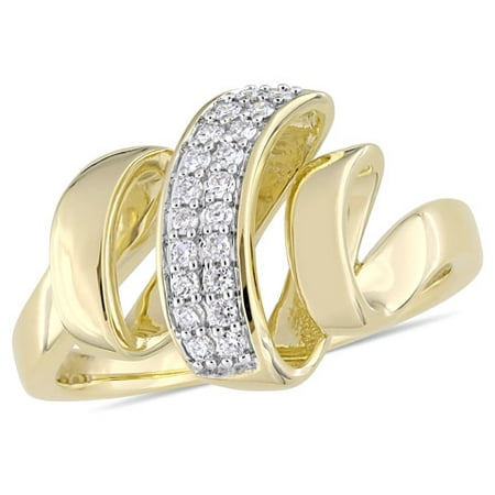 Miabella 1/6 Carat T.W. Diamond 10k Yellow Gold Twisted Abstract Ring