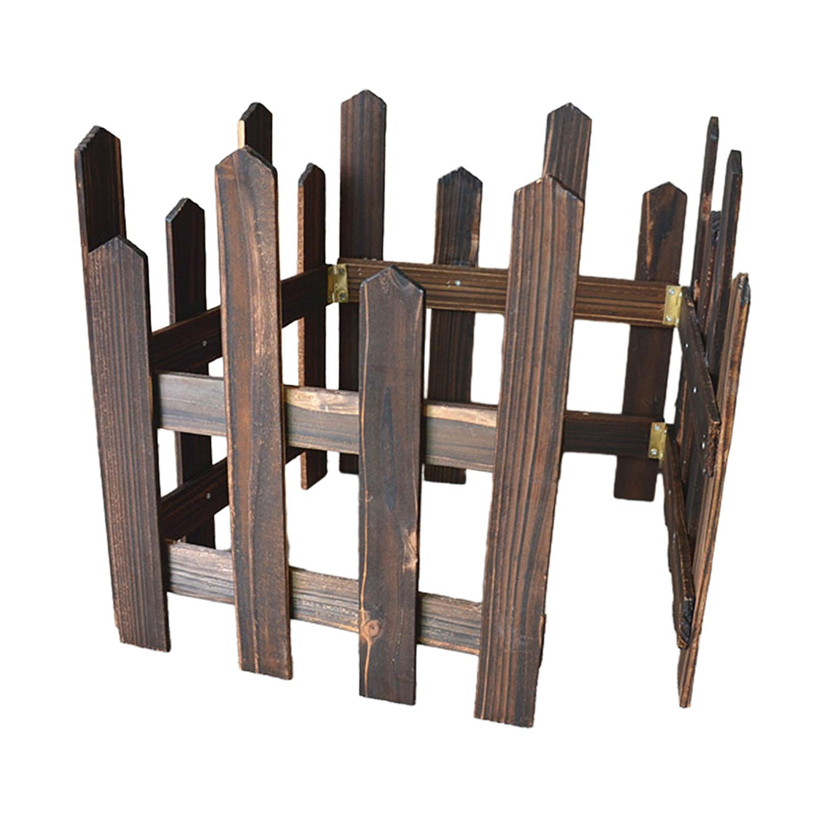 Colaxi Landscape Edging Border Fence Wood Fence DIY Gardening Wooden Garden Fence,Picket Fence for Edgings Flowerbeds, Plant Borders Brown Height 35cm