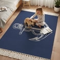 thumbnail image 3 of Area Rug with Tassels 4' x 6', Nautical Anchor Navy Blue Kitchen Runner Rug for Hallway Bedroom Throw Rugs, Summer Coastal Ocean Style Soft Door Mat for Bathroom Entrance Living Room, 3 of 9