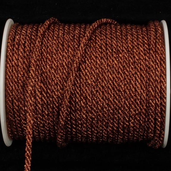 The Ribbon People Copper Brown Metalized Braided Cording Craft Ribbon 0.2" x 55 Yards