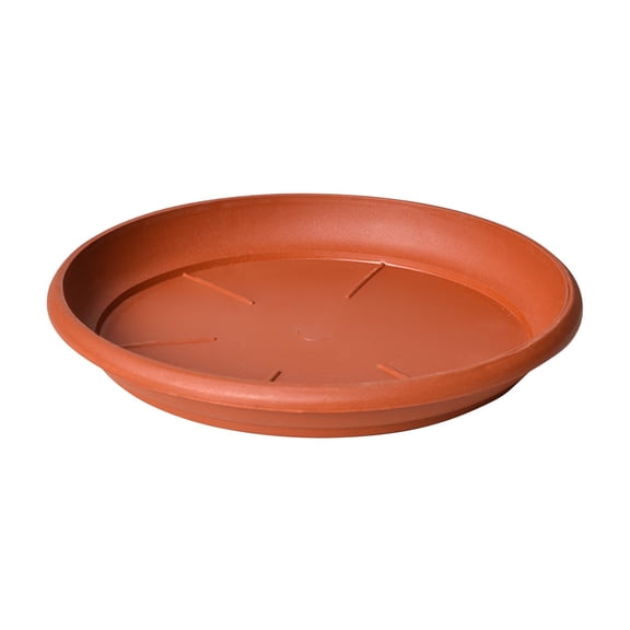 Wdhugt Round Flower Pot Base Tray Set Of 6 Brown Red 9 Inch Diameter 1.1 Inch Height Plastic Plant Saucer For Gardening Water Collection A