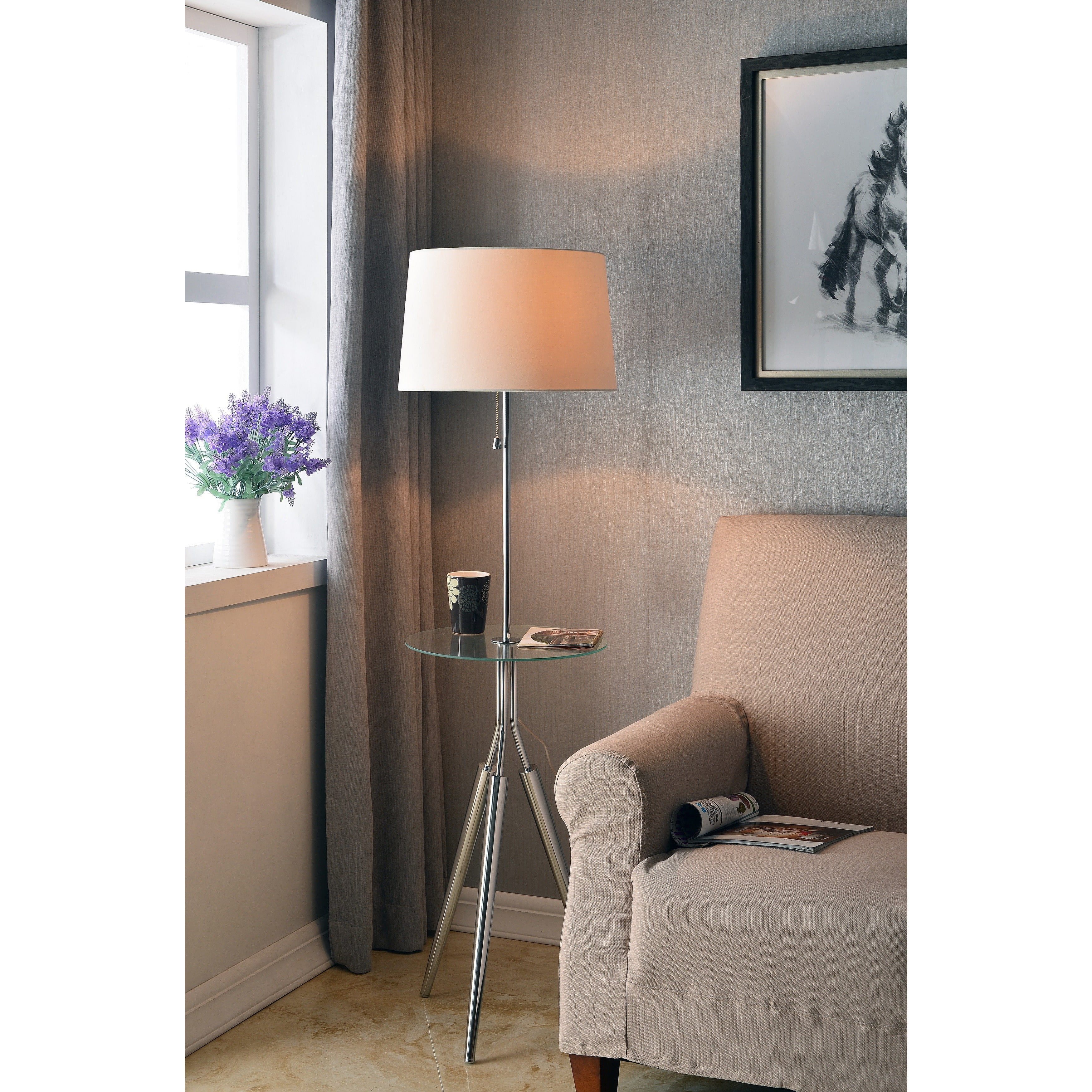 Design Craft Carson Carrington Lahti Chrome Floor Lamp With Tray