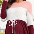 thumbnail image 3 of Annhoo Pregnant Women's Dresses Waist Tie Color Block Long Sleeve Crew Neck Flowy Outdoor Maternity Maxi Dress Loungewear, 3 of 5