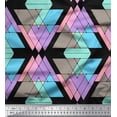 thumbnail image 1 of Soimoi Black polyester Crepe Fabric Triangle Geometric Decor Fabric Printed Yard 52 Inch Wide, 1 of 3