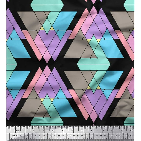 Soimoi Black Cotton Duck Fabric Triangle Geometric Fabric Prints By Yard 42 Inch Wide