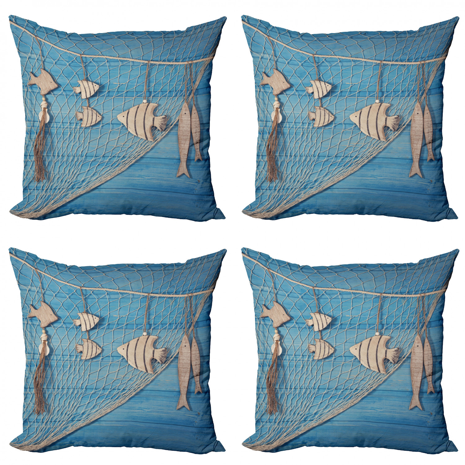 Marine Throw Pillow Cushion Case Pack of 4, Nautical Themed Photo of