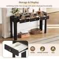 thumbnail image 3 of Miekor Furniture Rustic Console Table with Curved Corners for Safety, Entryway Table with 3 Concealed Drawers, Sturdy Sofa Table with Thick Legs for Hallway & Living Room (Black) No6396, 3 of 9