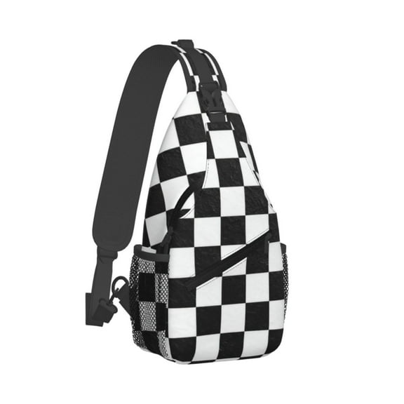 Race Waving Checkered Flag Sling Crossbody Bag Cross Body Backpack Travel Hiking Daypack