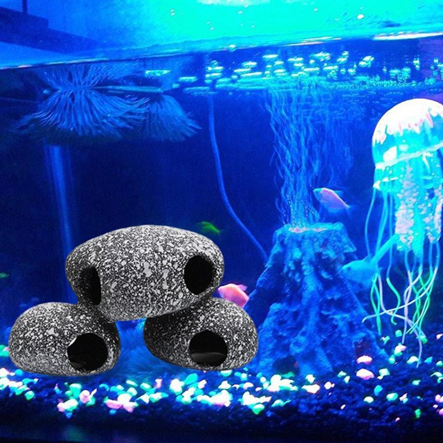 Decoración Apilable de Cuevas de Roca para acuario Yinane Piedra para camarones cíclidos 3 piezas