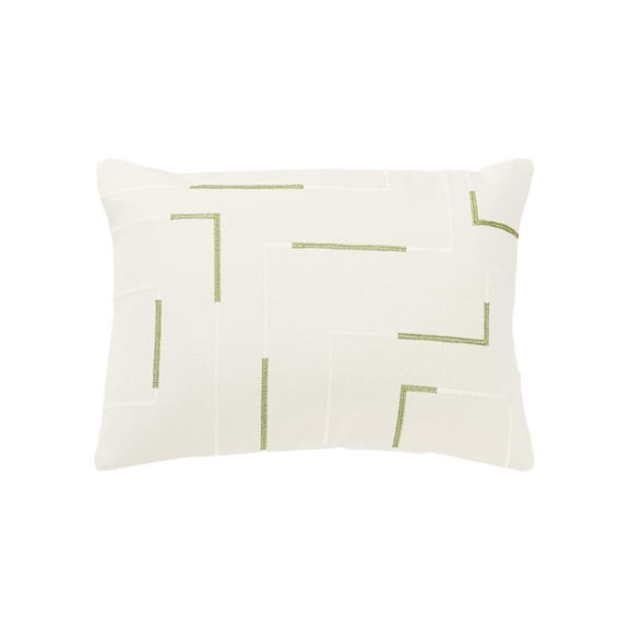 Rizzy Home Ivory/Green 14"X20" Geometric Woven Poly Filled Throw Pillow